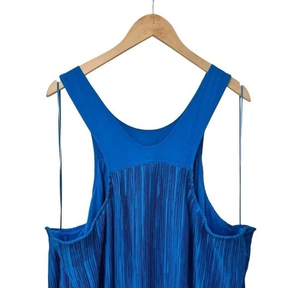 NWT Anthropologie Plus royal blue pleated halter plisse maxi dress long  midi 3X